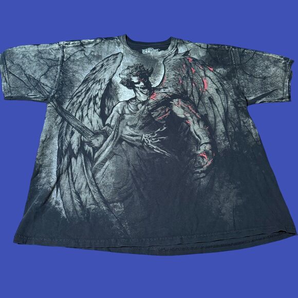 MMA Elite Men's 2XL Black Dark Fallen Bloody Angel Short Sleeve T Shirt Cotton - Picture 1 of 7